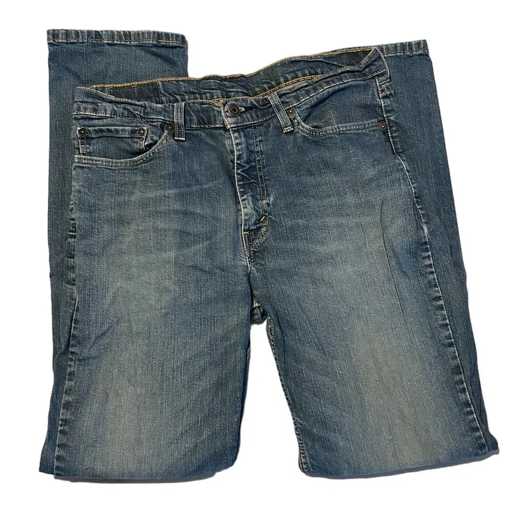 Levi's 514 Mens 36x32.5 Classic Straight Leg Jeans Medium Wash Blue Denim